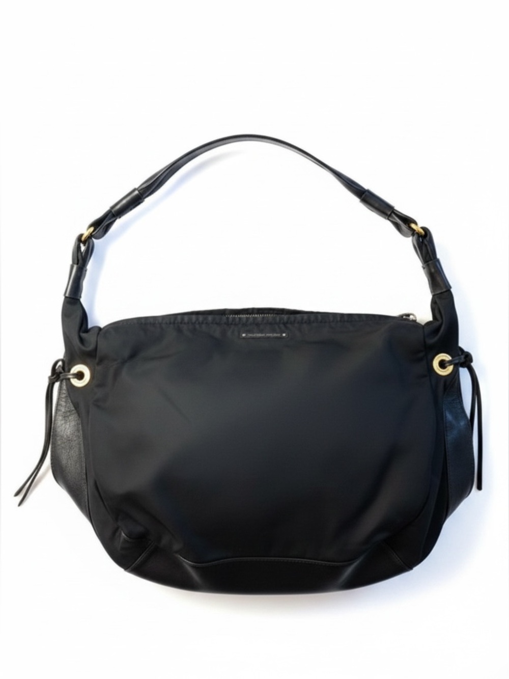 Kate Spade Vintage Y2K Hobo Black Nylon Leather Trim Medium Size Shoulder Bag